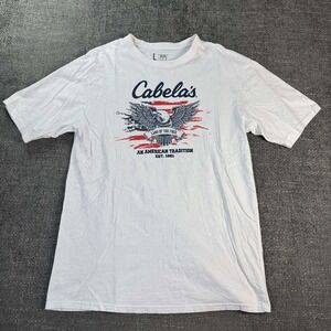 Cabela's Graphic T-Shirt Mens Large White Eagle Flag American Tradition Tee